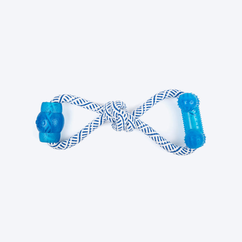 TLC Bone & Candy Rope Toy For Dog - Navy & White - Heads Up For Tails