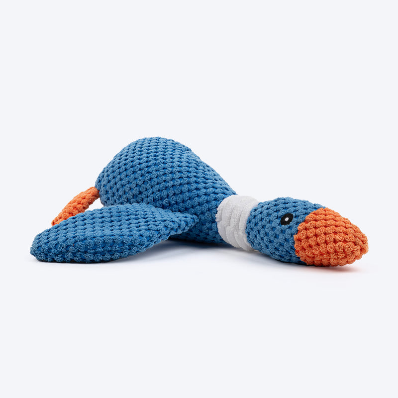 HUFT Duck-n-Squeak Plush Toy For Dog - Blue - Heads Up For Tails