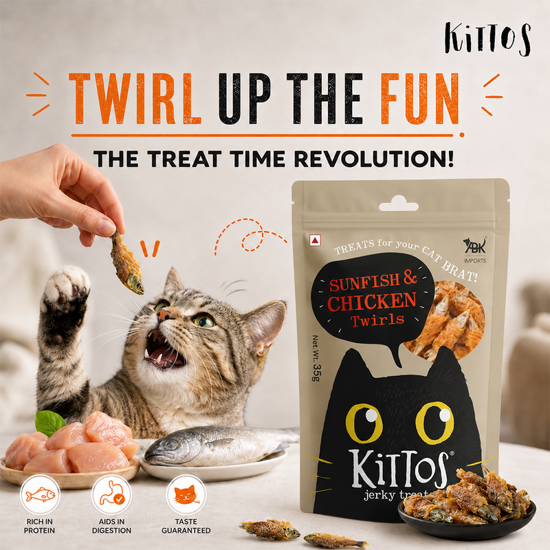 Kittos Purr-Fect Sunfish & Chicken Twirls Cat Treats - 35 g