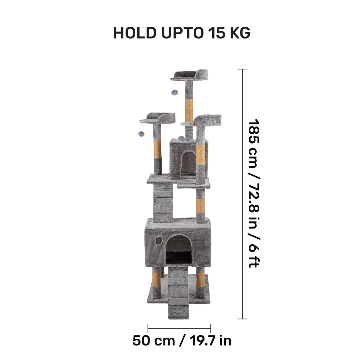 HUFT Catfinity Hub Multipurpose Cat Tree - Grey - Heads Up For Tails