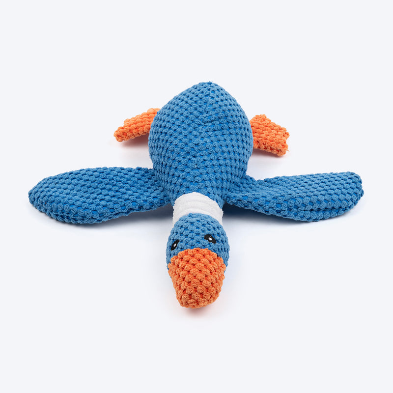 HUFT Duck-n-Squeak Plush Toy For Dog - Blue - Heads Up For Tails