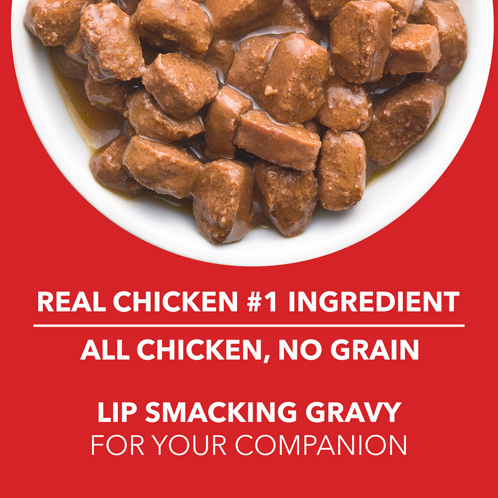 Drools Real Chicken and Chicken Liver Chunks in Gravy Adult Wet Food For Dogs - 150g Packs - Heads Up For Tails