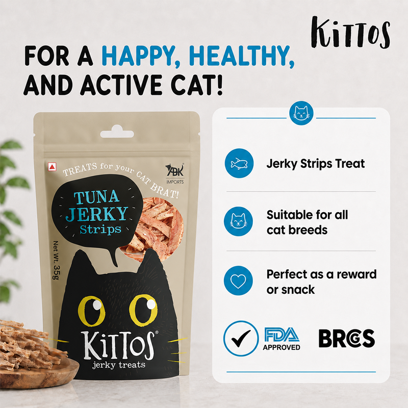 Kittos Purr-Fect Tuna Jerky Strips Cat Treats - 35 g