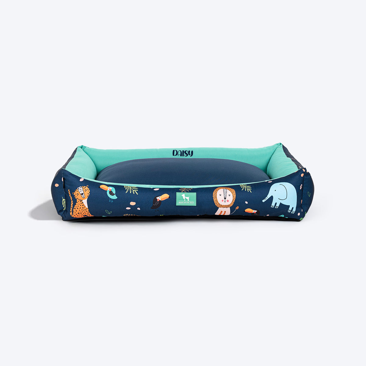 HUFT Personalised Jungle Dreams Lounger Bed For Dog - Blue - Heads Up For Tails