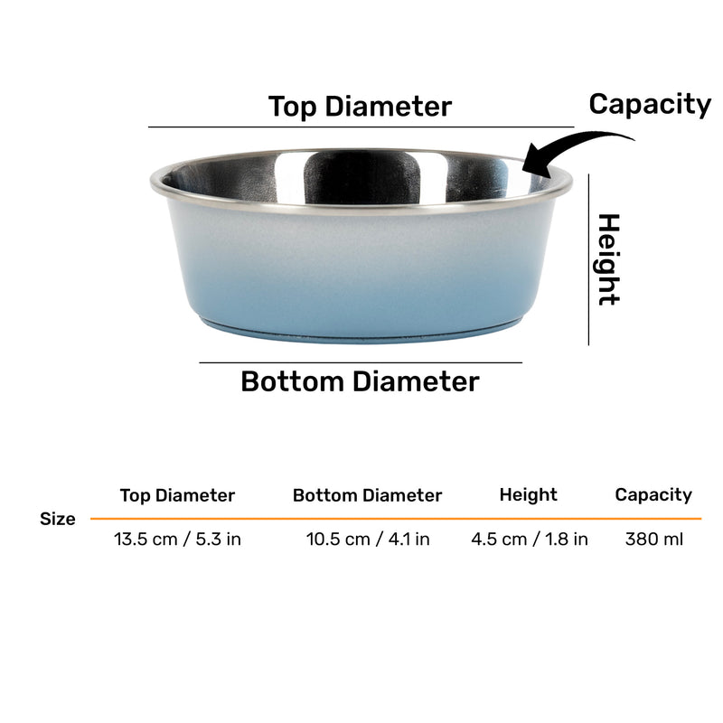HUFT Tiny Tails Printed Steel Bowl For Puppy - Blue & Grey - Heads Up For Tails