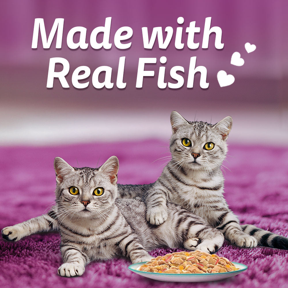 Whiskas Tasty Mix Wet Food Made With Real Fish (Tuna & Kanikama), And Carrot in Gravy For Adult (1+ year) Cat - 70 gm Pack