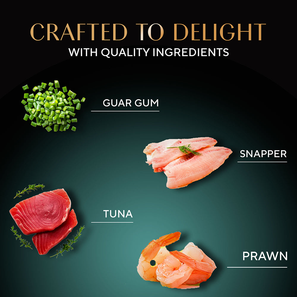 Sheba Tuna Fillets and Whole Prawns in Gravy Adult Wet Cat Food - 85 gm Packs