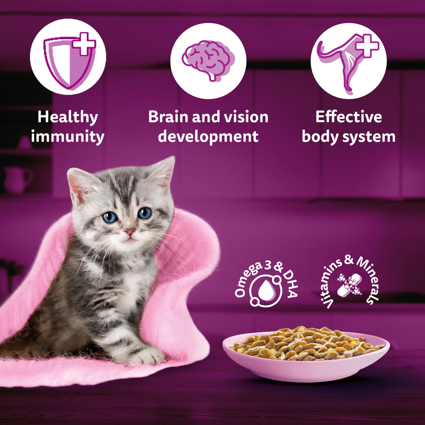Whiskas Tasty Mix Chicken Tuna With Sweet Potato In Gravy Wet Food For Junior (2-12 Months) Kitten - 70 gm Pack