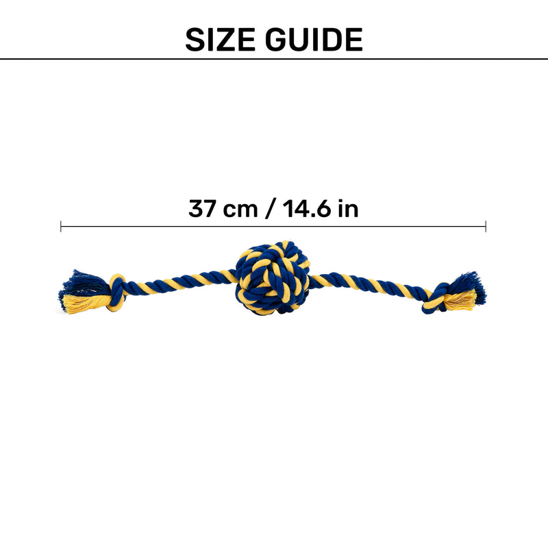 TLC Knot Ruff Rope Toy For Puppies & Small Dog - Yellow & Blue - Heads Up For Tails