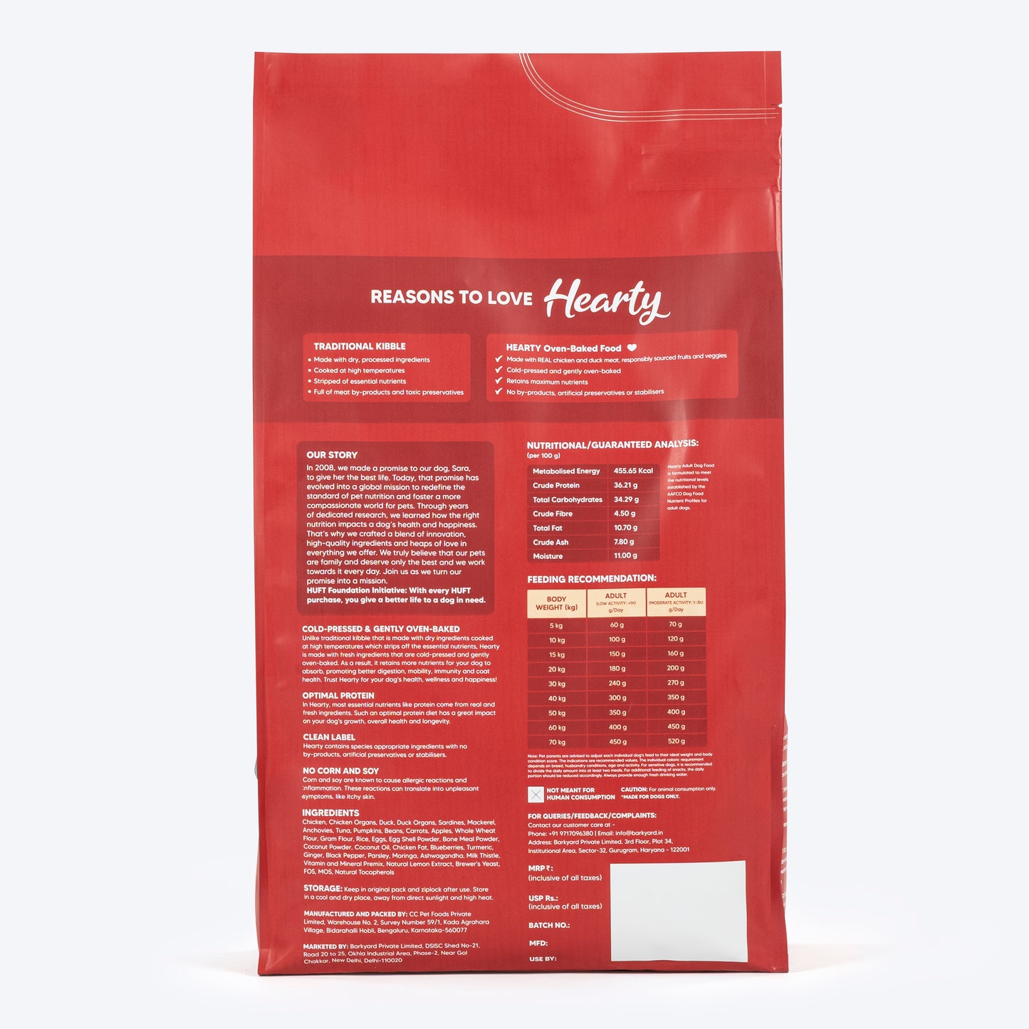 Hearty Chicken, Duck & Pumpkin Oven-Baked Dry Food For Adult Dog - All Breeds