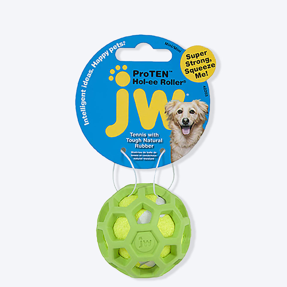 JW Pet ProTen Hol-ee Roller With Tennis Ball Dog Toy - Assorted - Heads Up For Tails