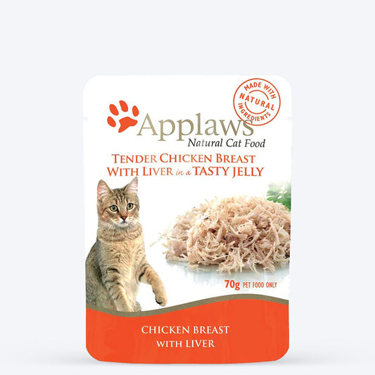 Applaws Natural Tender 55% Chicken Breast with Liver in Jelly Wet Cat Food - 70 g - Heads Up For Tails