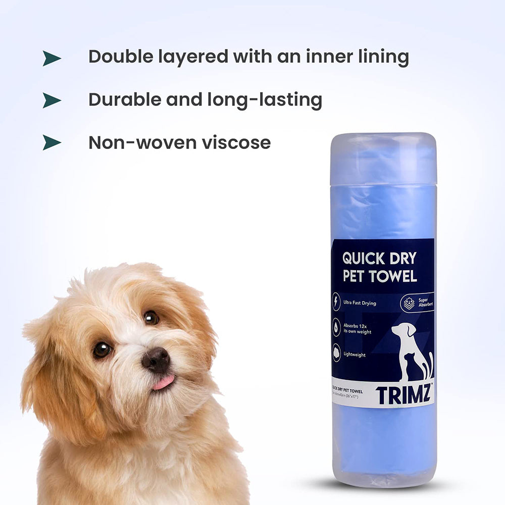 Trimz Quick Dry Absorption Pet Towel - Blue