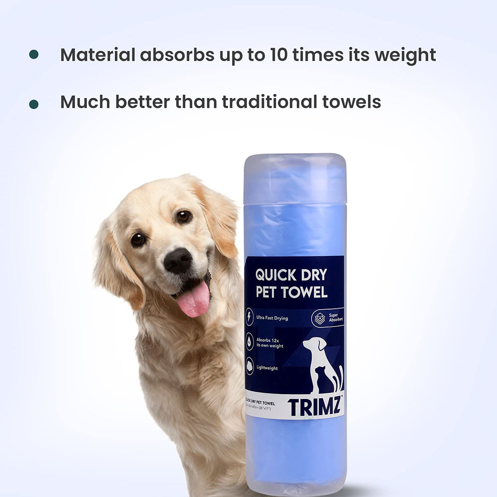 Trimz Quick Dry Absorption Pet Towel - Blue