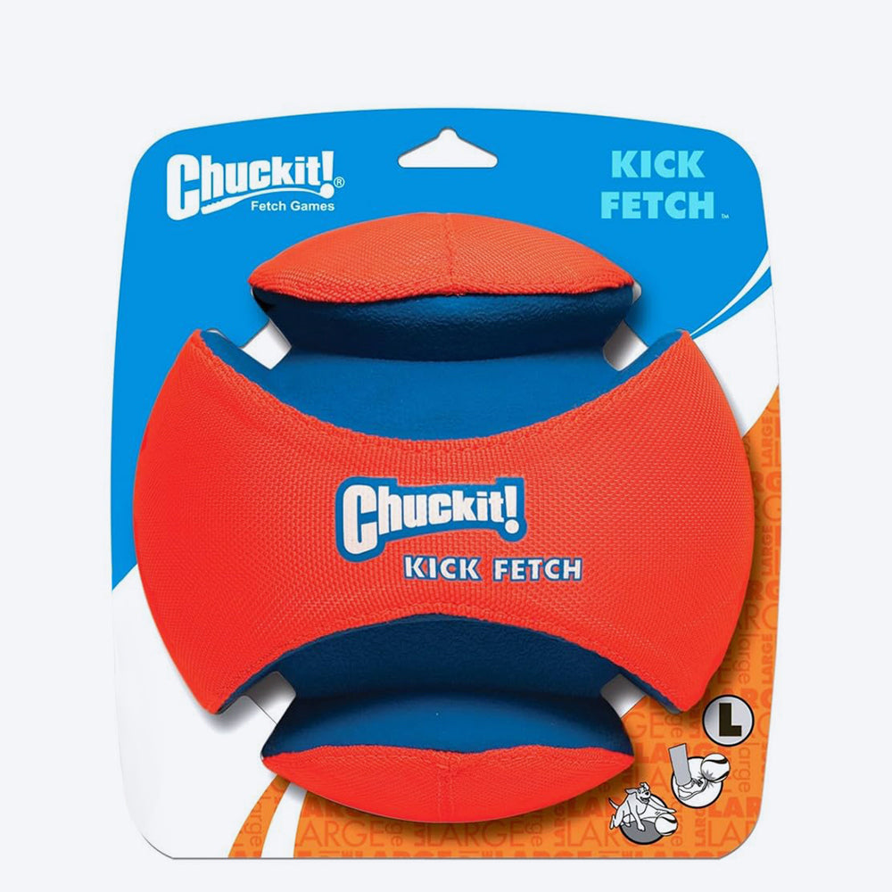 Chuckit! Kick Fetch Dog Toy - Orange & Blue - L - Heads Up For Tails