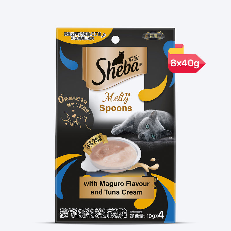 Sheba Melty Spoons Maguro Flavour With Tuna Cream Treat For Cat - 40 gm Packs - Heads Up For Tails