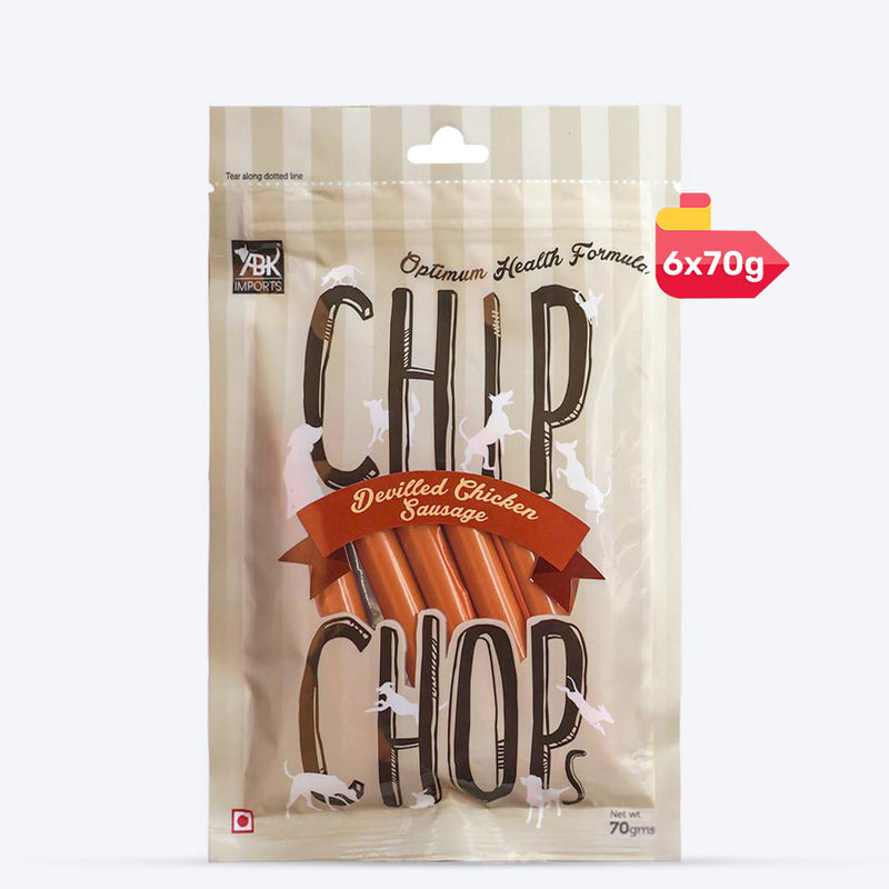 Chip Chops Dog Treats - Devilled Chicken Sausage - 70 g - Heads Up For Tails