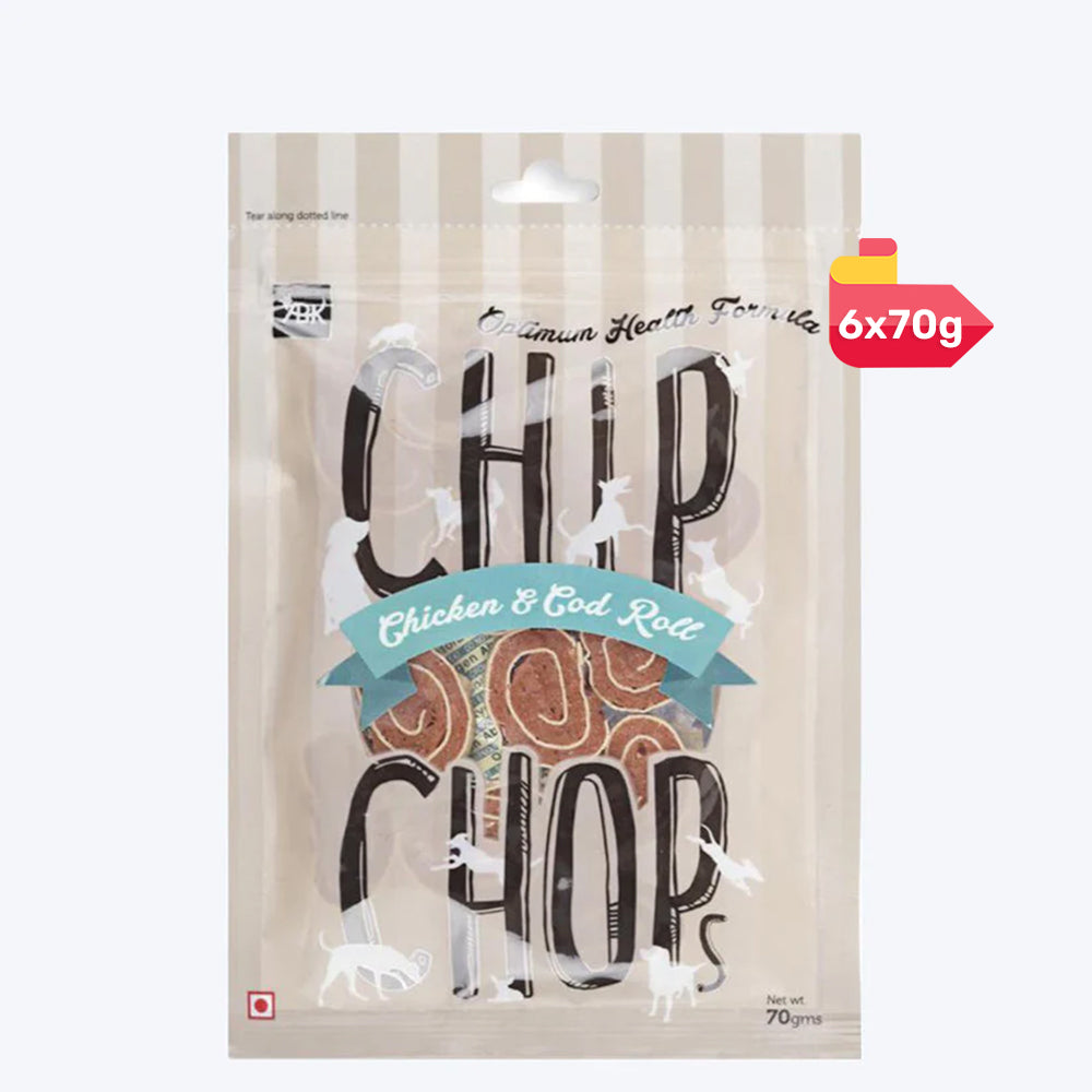 Chip Chops Dog Treats - Chicken & Codfish Roll - 70 g - Heads Up For Tails