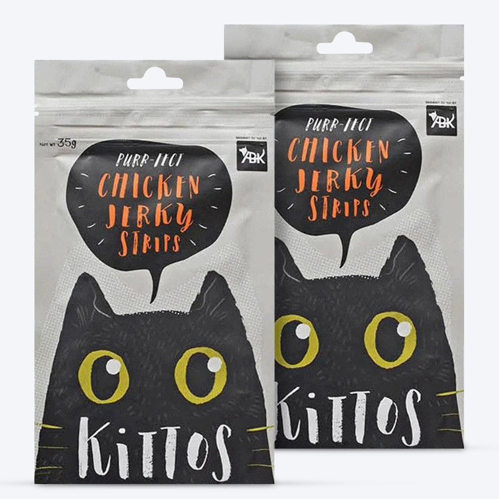 Kittos Purr-Fect Chicken Jerky Strips Cat Treats - 35 g - Heads Up For Tails