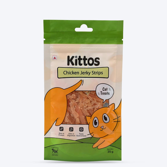 Kittos Purr-Fect Chicken Jerky Strips Cat Treats - 35 g - Heads Up For Tails
