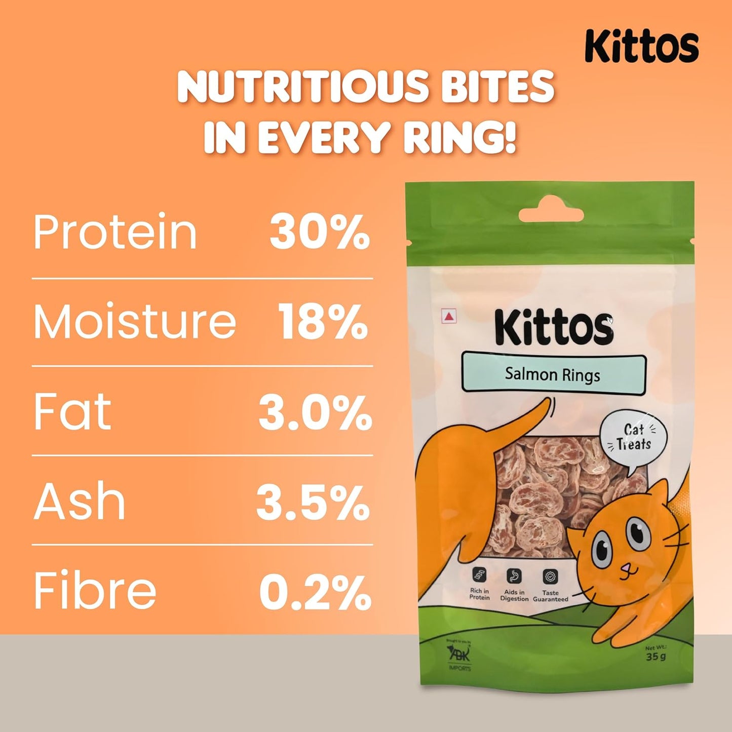 Kittos Purr-Fect Salmon Rings Cat Treats - 35 g - Heads Up For Tails