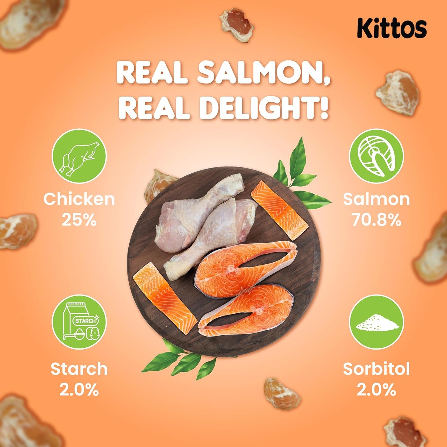 Kittos Purr-Fect Salmon Rings Cat Treats - 35 g - Heads Up For Tails
