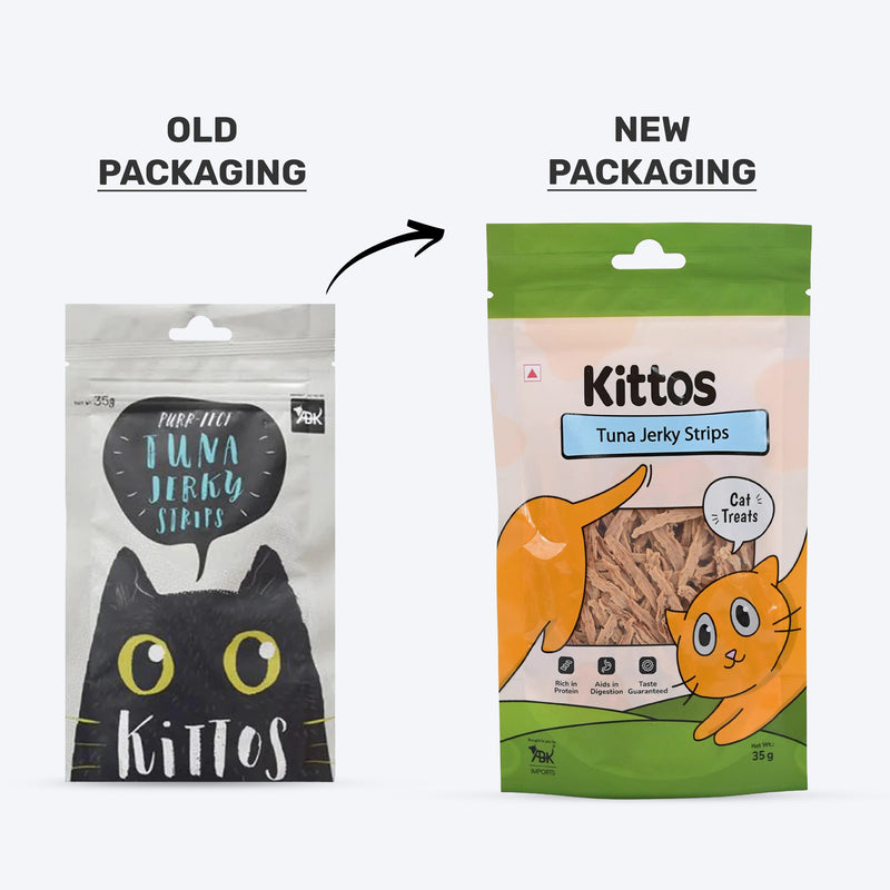 Kittos Purr-Fect Tuna Jerky Strips Cat Treats - 35 g - Heads Up For Tails