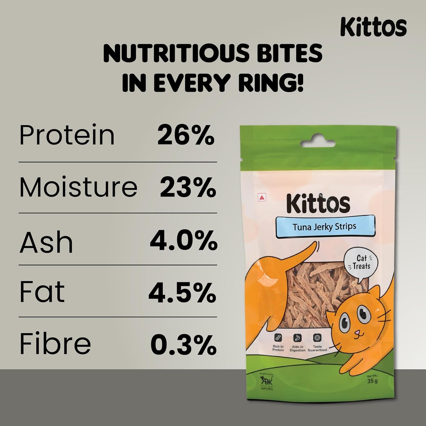 Kittos Purr-Fect Tuna Jerky Strips Cat Treats - 35 g - Heads Up For Tails