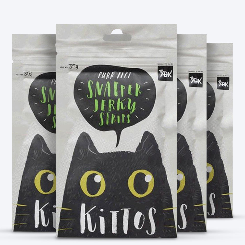 Kittos Purr-Fect Snapper Jerky Strips Cat Treats - 35 g - Heads Up For Tails