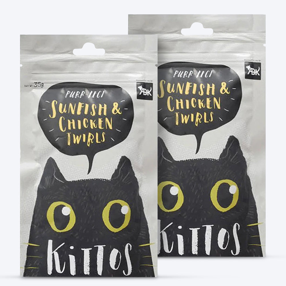 Kittos Purr-Fect Sunfish & Chicken Twirls Cat Treats - 35 g - Heads Up For Tails