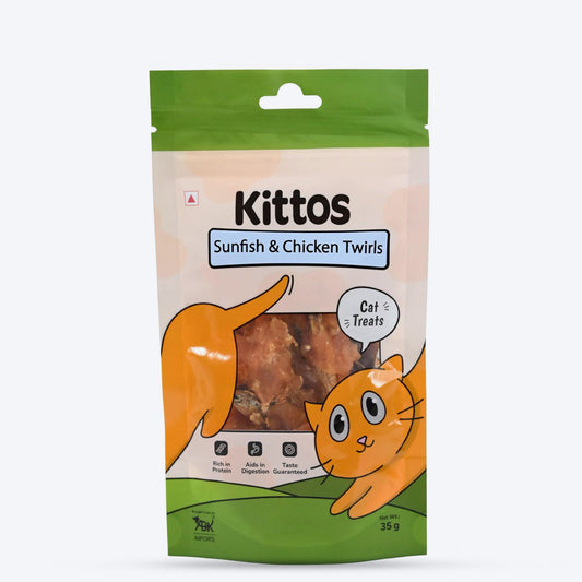 Kittos Purr-Fect Sunfish & Chicken Twirls Cat Treats - 35 g - Heads Up For Tails