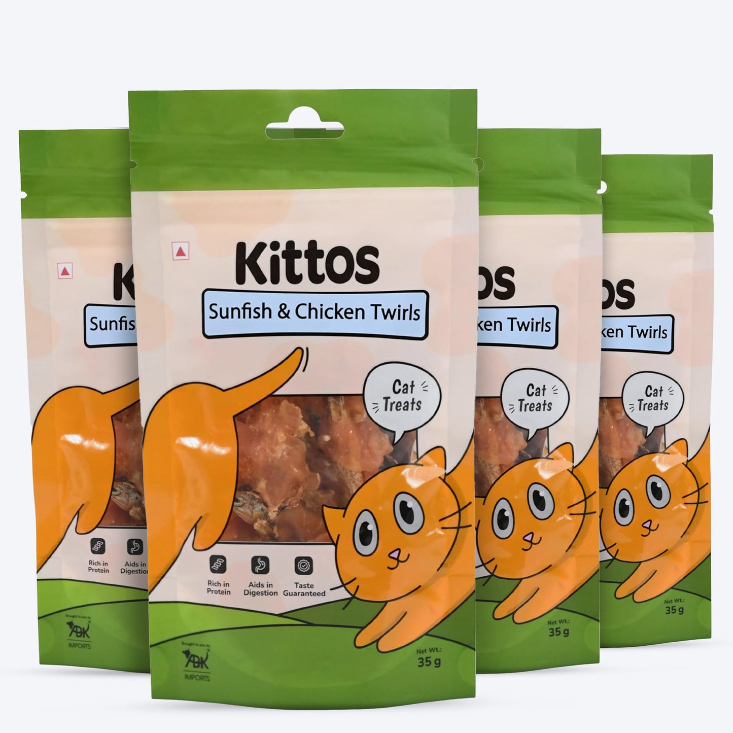 Kittos Purr-Fect Sunfish & Chicken Twirls Cat Treats - 35 g - Heads Up For Tails