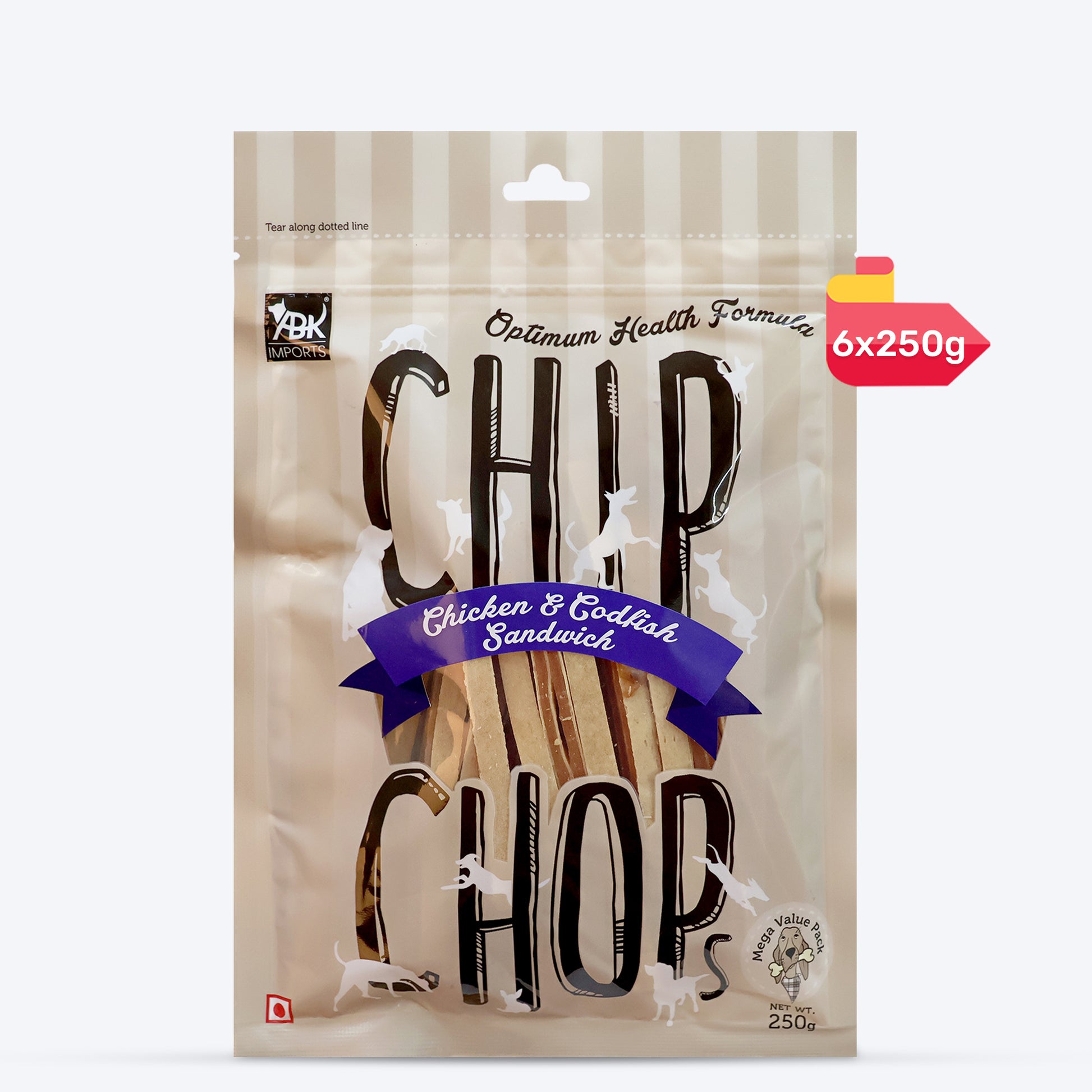 Chip Chops Chicken & Codfish Sandwich Treat For Dog - Heads Up For Tails