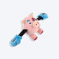 GiGwi Pig Rock Zoo King Boxer With Squeaker, Bungee Arm Fetch Dog Toy - Pink - S - Heads Up For Tails