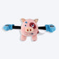 GiGwi Pig Rock Zoo King Boxer With Squeaker, Bungee Arm Fetch Dog Toy - Pink - S - Heads Up For Tails