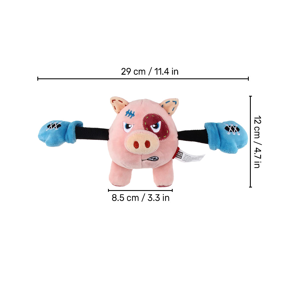 GiGwi Pig Rock Zoo King Boxer With Squeaker Dog Toy - Pink - S - Heads Up For Tails