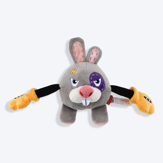 GiGwi Rabbit Rock Zoo King Boxer With Squeaker, Bungee Arm Fetch Dog Toy - Grey - S - Heads Up For Tails