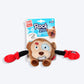 GiGwi Monkey Rock Zoo King Boxer With Squeaker, Bungee Arm Fetch Dog Toy - Brown - S - Heads Up For Tails