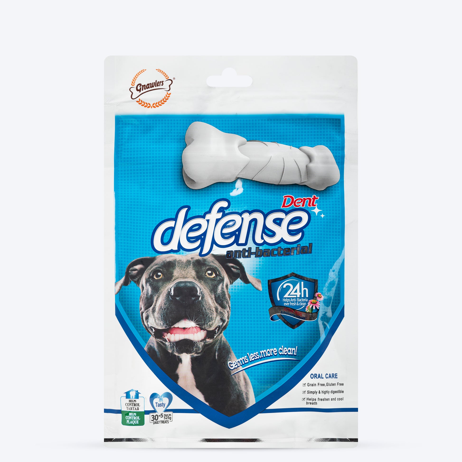 GNAWLERS Defense Dent, Dog Dental Care Chew Bones - Heads Up For Tails