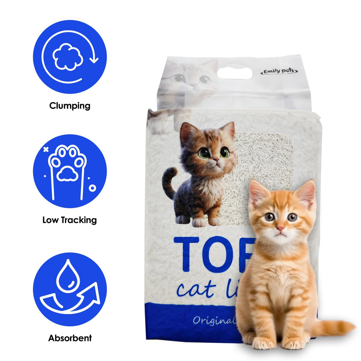 Emily Pets Tofu Cat Litter - Original - 2.6 kg - Heads Up For Tails