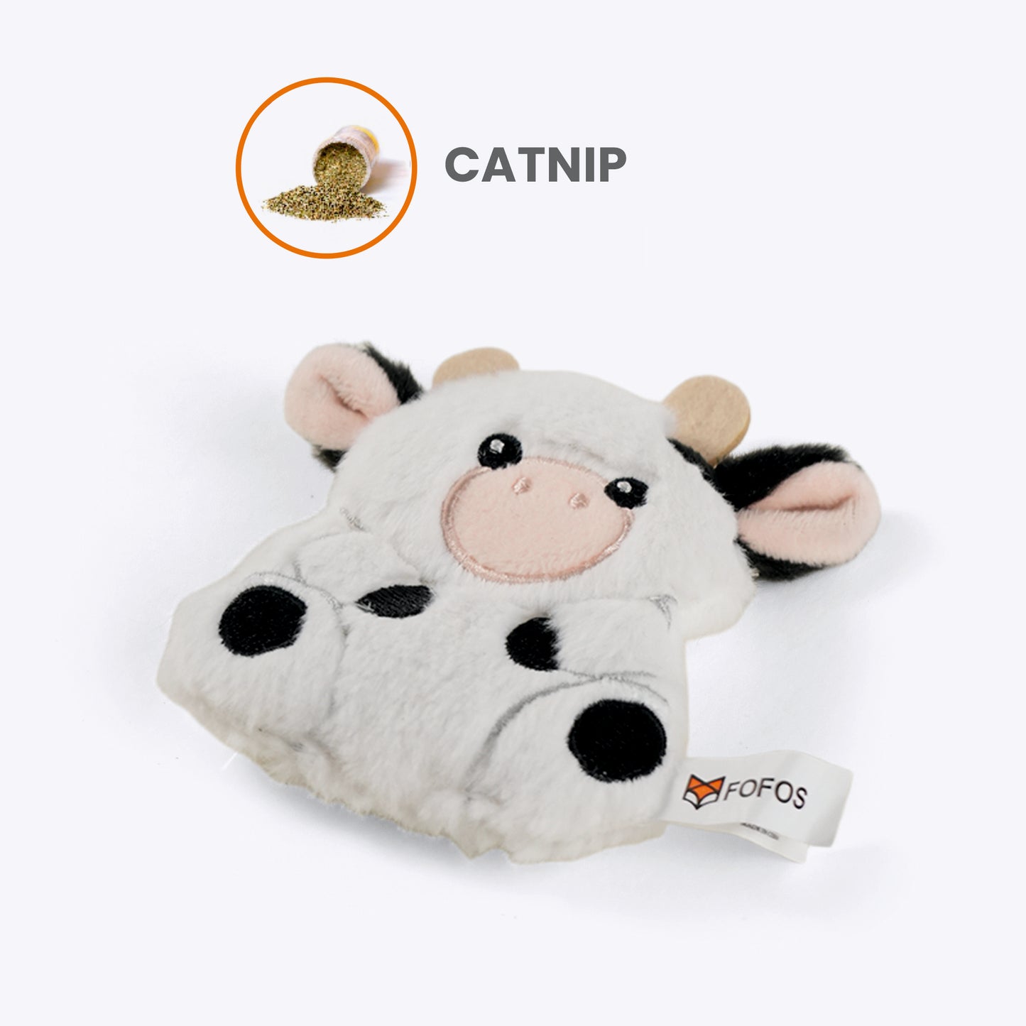 FOFOS Cow Floppy Crinkle Catnip Plush Toy For Cat - White