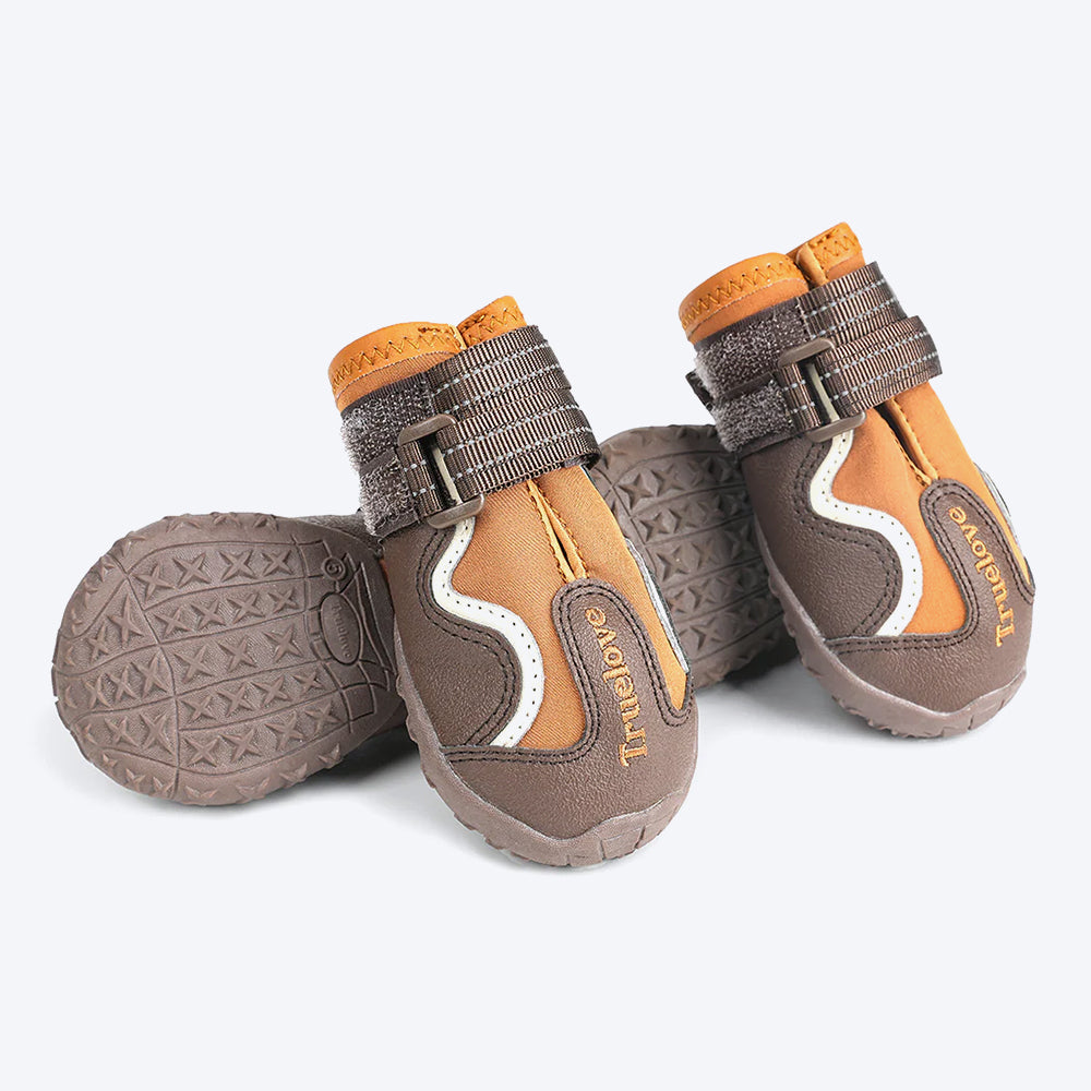 Truelove Waterproof With Reflective Straps Shoes For Dog - Pinecone & Glazed Ginger (Set of 4)