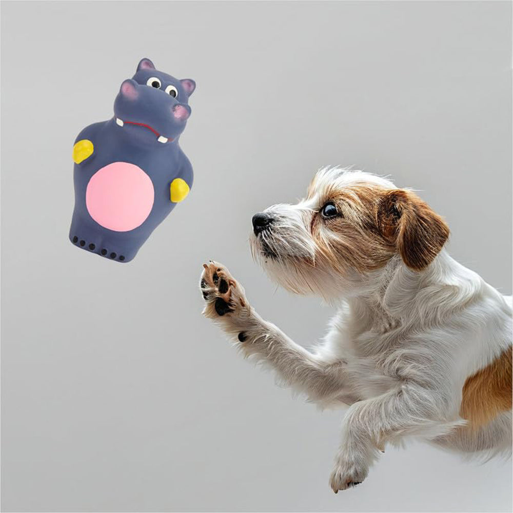 FOFOS Hippo Latex Squeaker Chew Toy For Dog - Blue & Pink