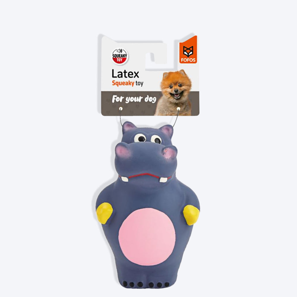 FOFOS Hippo Latex Squeaker Chew Toy For Dog - Blue & Pink