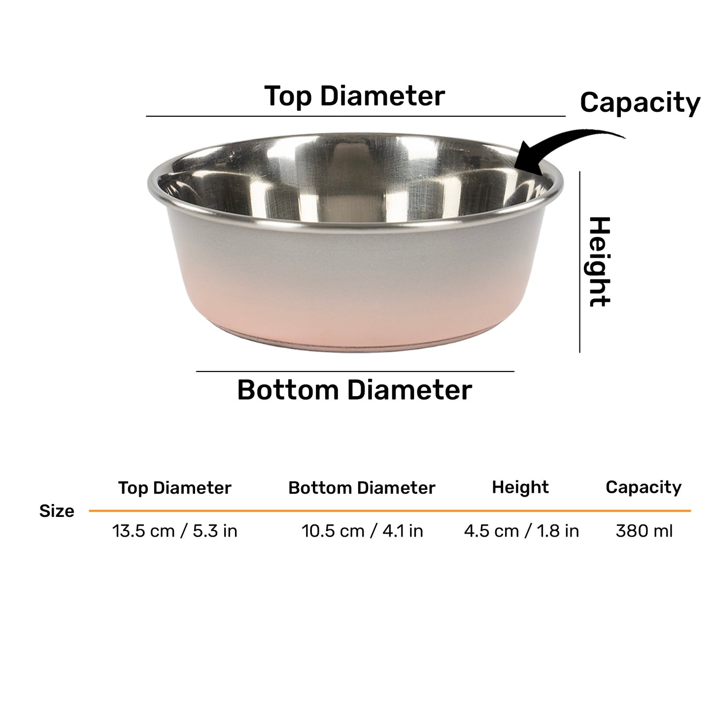 HUFT Tiny Tails Printed Steel Bowl For Puppy - Pink & Grey