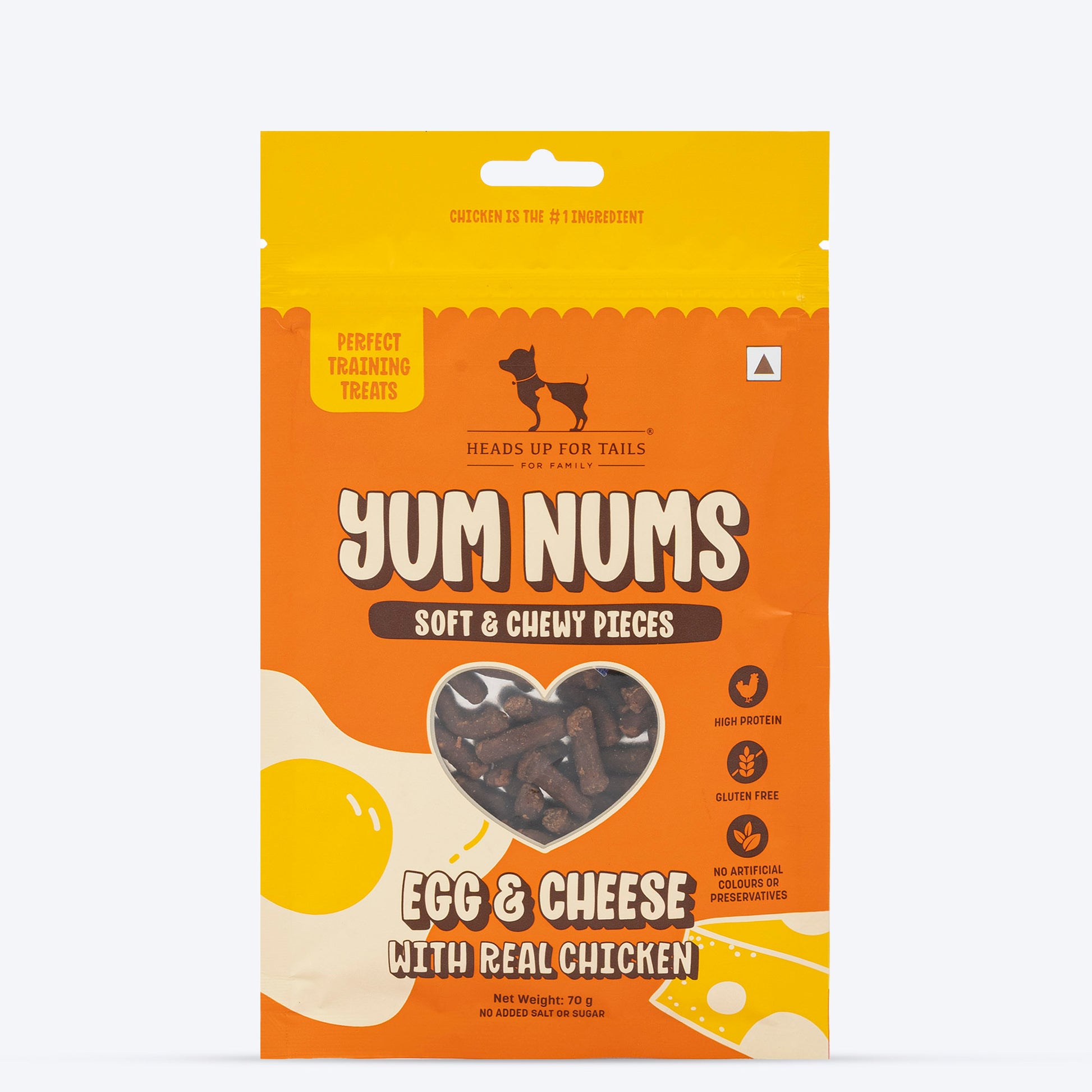 HUFT Yum Nums Soft & Chewy Sticks Egg & Cheese With Real Chicken Treat For Dogs - 75g - Heads Up For Tails