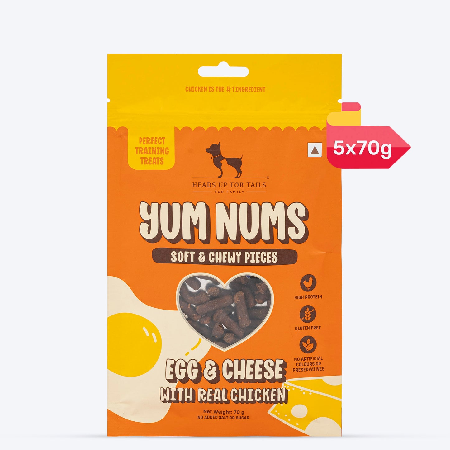 HUFT Yum Nums Soft & Chewy Sticks Egg & Cheese With Real Chicken Treat For Dogs - 75g - Heads Up For Tails