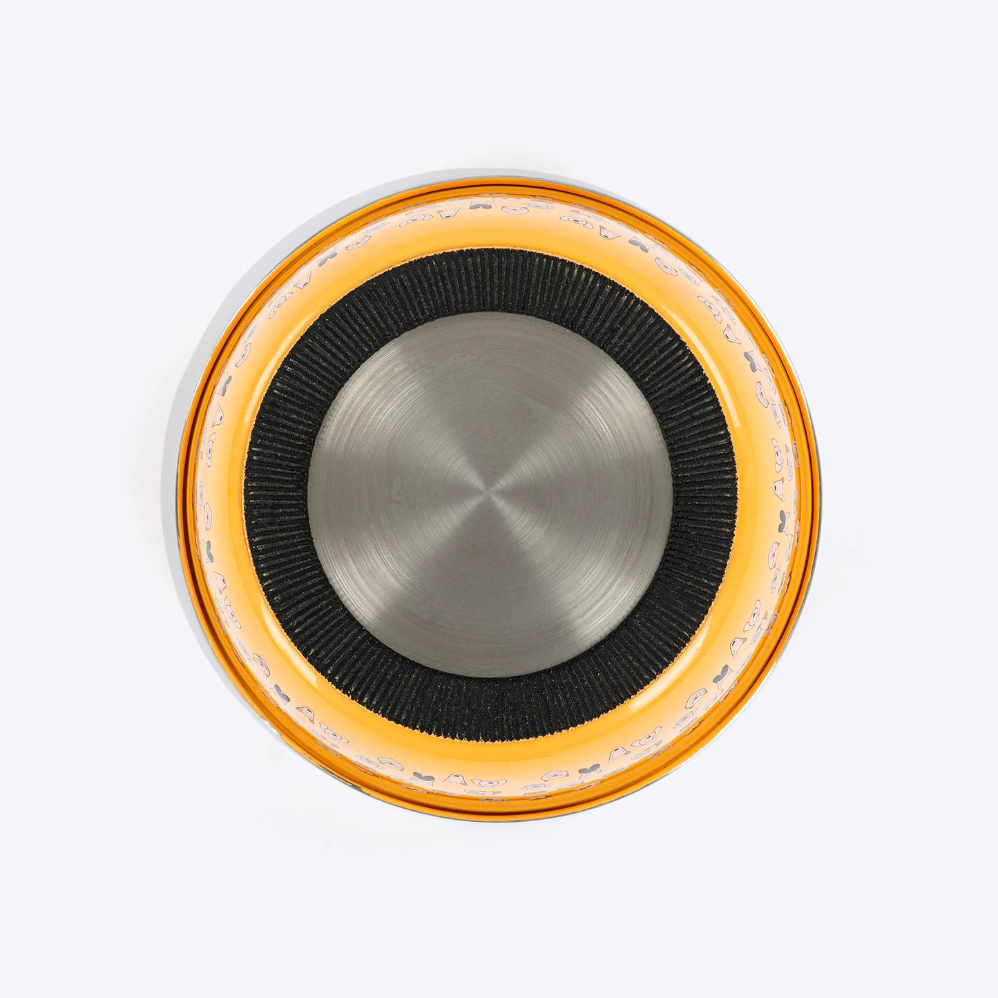 HUFT Doodle Tails Printed Steel Bowl For Dog - Yellow