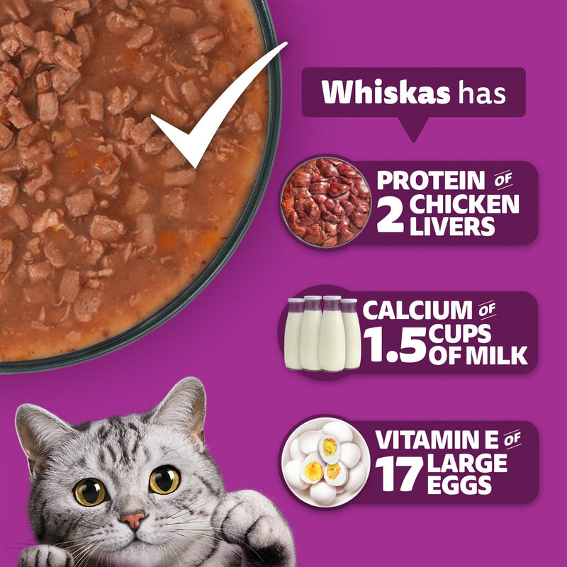 Whiskas Tuna in Jelly  (1+ Years) Wet Food For Adult Cat - 80 gm Pack - Heads Up For Tails
