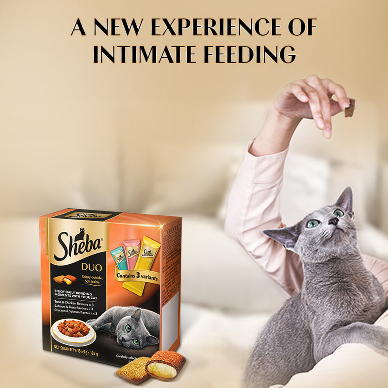 Sheba Duo Tuna & Chicken, Salmon & Tuna, Chicken & Salmon Cat Food - 135 g (Contains 3 Variants)